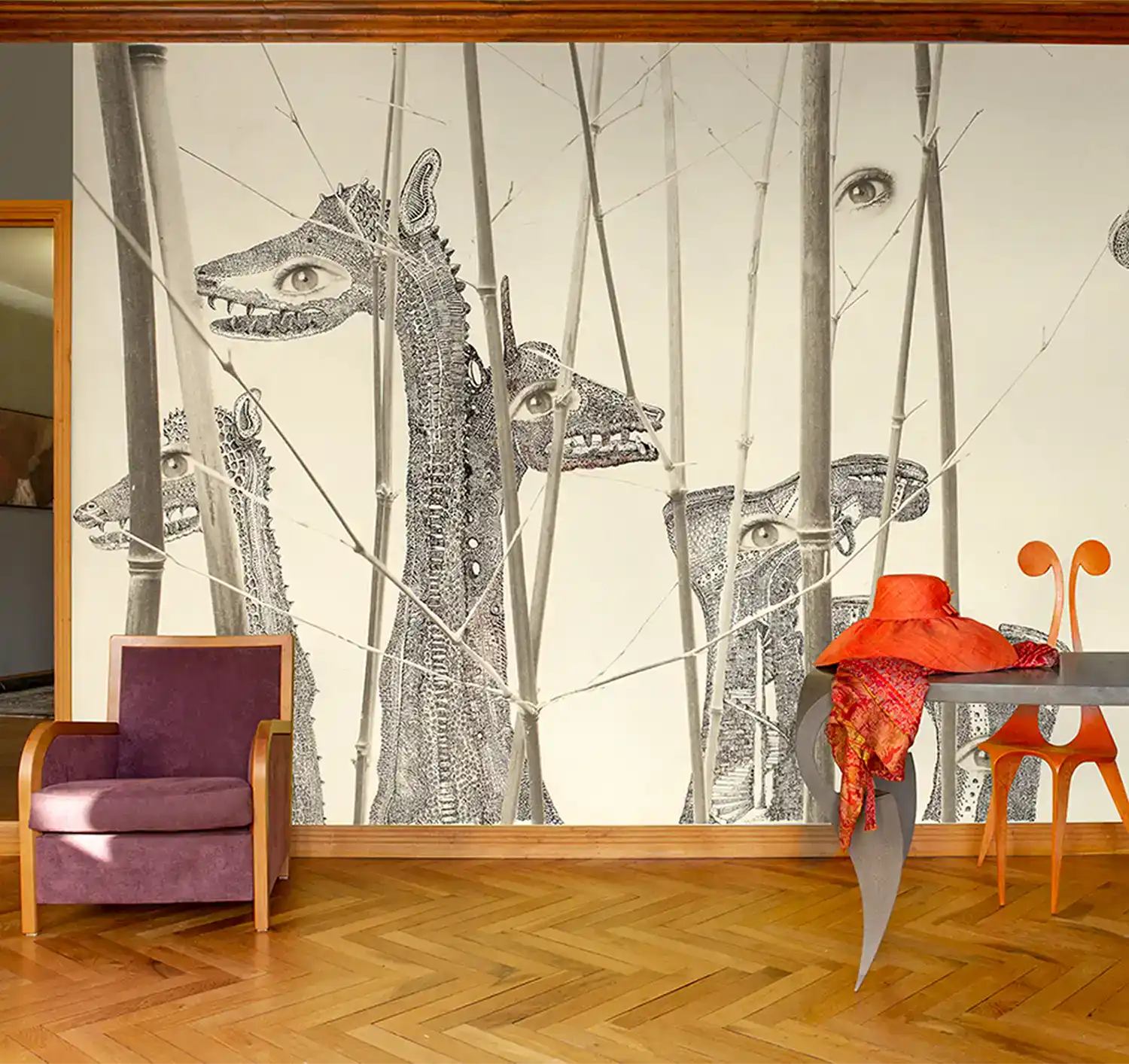 Papier peint Rêve de bambous – composition apaisante sur-mesure par Charlotte Massip`
